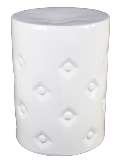 White Ceramic Button Stool